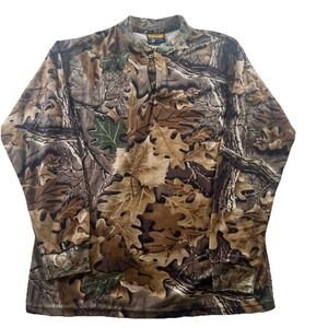 Vintage Sasquatch Henley Shirt Mens XL Advantage Camouflage Made in USA Read